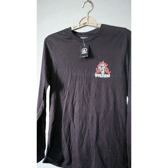 Volcom Burntout Long Sleeve Skeleton Graphic T-Shirt Black Palm Tree Small D30 - Picture 2 of 4